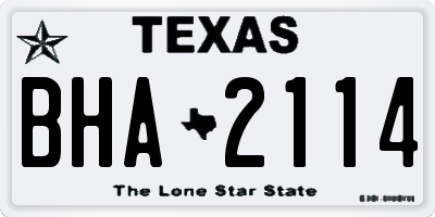 TX license plate BHA2114