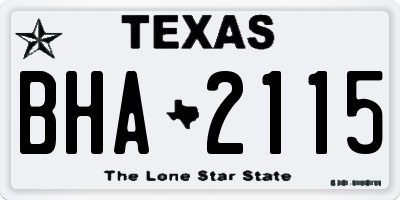 TX license plate BHA2115