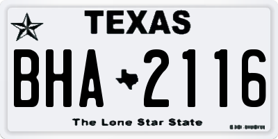 TX license plate BHA2116