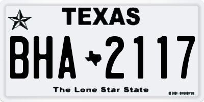 TX license plate BHA2117