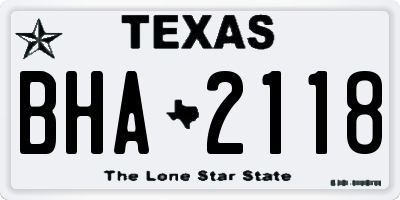 TX license plate BHA2118