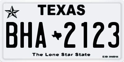 TX license plate BHA2123