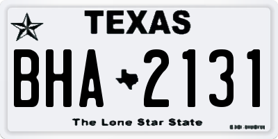 TX license plate BHA2131