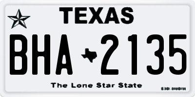 TX license plate BHA2135