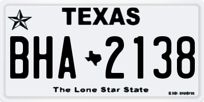 TX license plate BHA2138