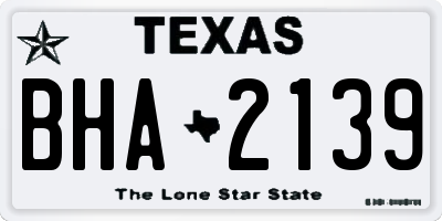 TX license plate BHA2139