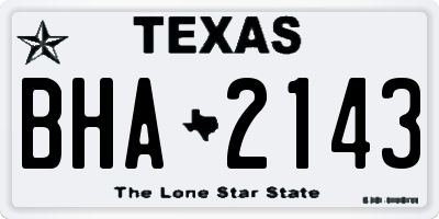 TX license plate BHA2143