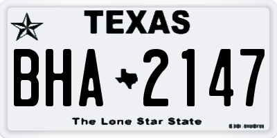TX license plate BHA2147