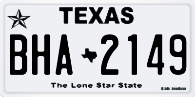 TX license plate BHA2149
