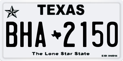 TX license plate BHA2150