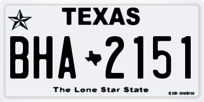 TX license plate BHA2151