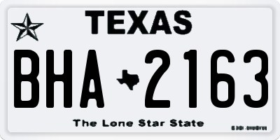 TX license plate BHA2163