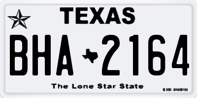 TX license plate BHA2164