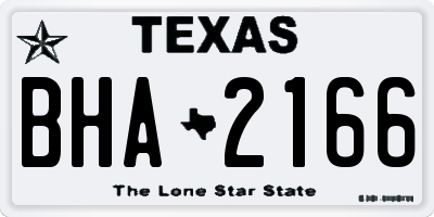 TX license plate BHA2166