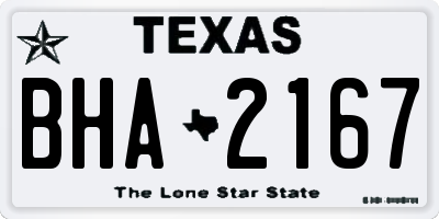 TX license plate BHA2167