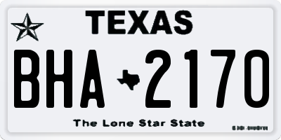 TX license plate BHA2170