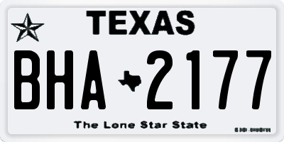 TX license plate BHA2177