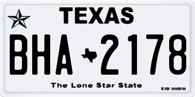 TX license plate BHA2178
