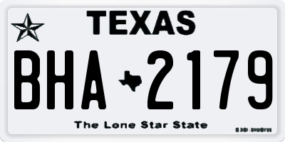 TX license plate BHA2179