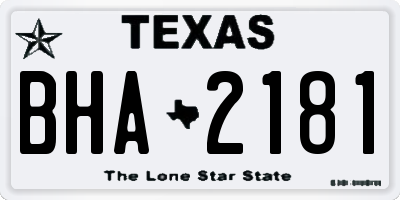 TX license plate BHA2181