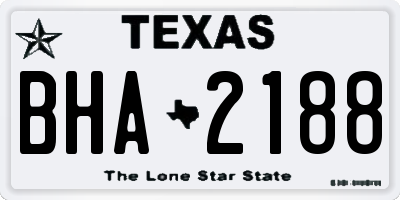 TX license plate BHA2188