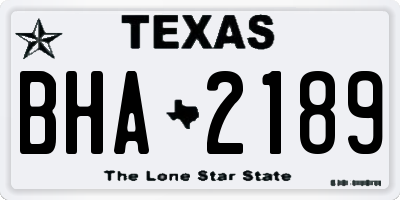 TX license plate BHA2189