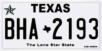 TX license plate BHA2193