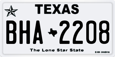 TX license plate BHA2208