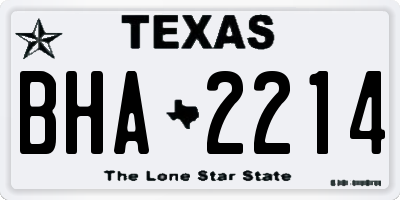 TX license plate BHA2214