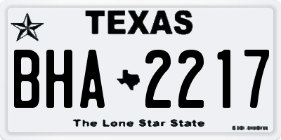 TX license plate BHA2217