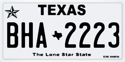 TX license plate BHA2223