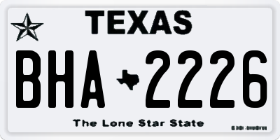 TX license plate BHA2226