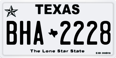 TX license plate BHA2228