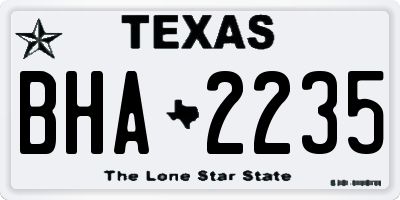 TX license plate BHA2235