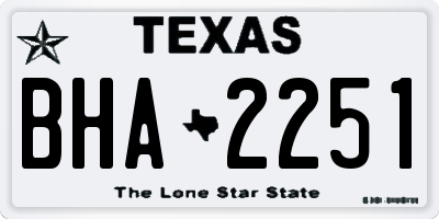 TX license plate BHA2251