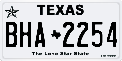 TX license plate BHA2254