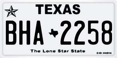 TX license plate BHA2258