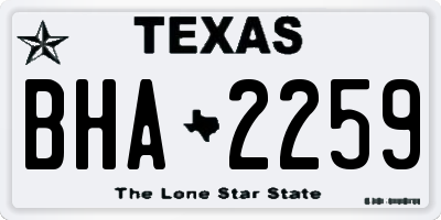 TX license plate BHA2259