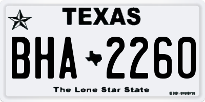 TX license plate BHA2260