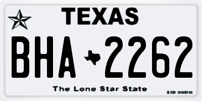 TX license plate BHA2262