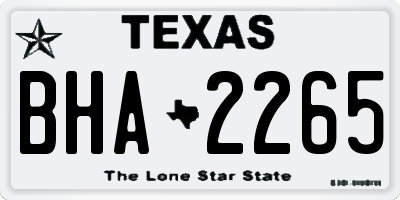 TX license plate BHA2265
