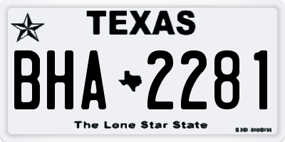 TX license plate BHA2281