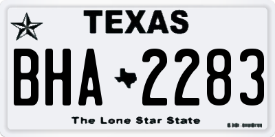 TX license plate BHA2283