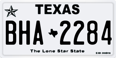 TX license plate BHA2284