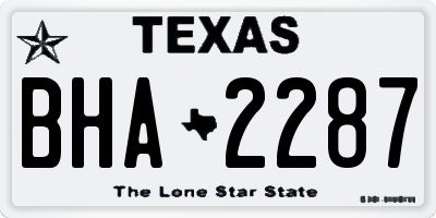 TX license plate BHA2287