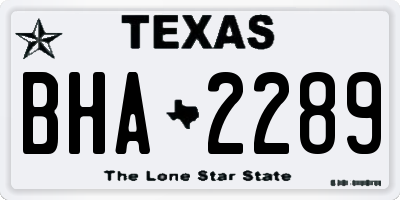 TX license plate BHA2289