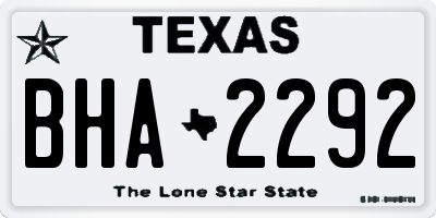TX license plate BHA2292