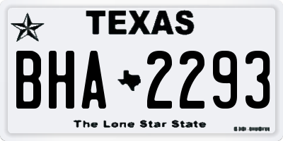 TX license plate BHA2293