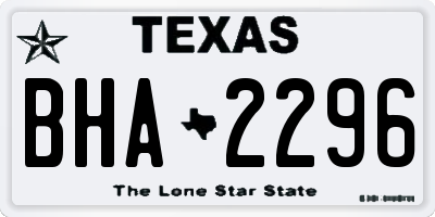 TX license plate BHA2296