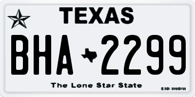 TX license plate BHA2299